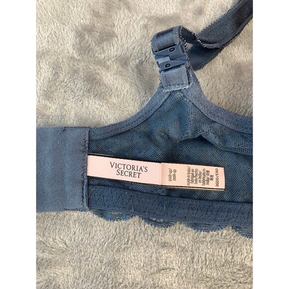 Victoria's Secret Dream Angels Push Up 36DD Underwire Support Blue Lace - Picture 8 of 11